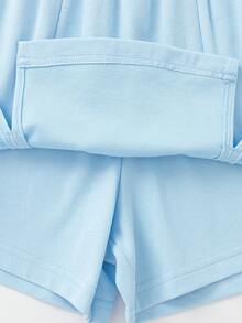 Balabala 女孩两件套服装，学院风夏季套装 - 粉紅藍 - 查看 6