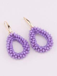 sehuoran 1 Pair Handmade Beaded Crystal & Pearl Bohemian Style Earrings, Colorful Personalized Versatile Dangling Earrings With High-End Elegant Mixed Color, Suitable For Party & Daily Wear