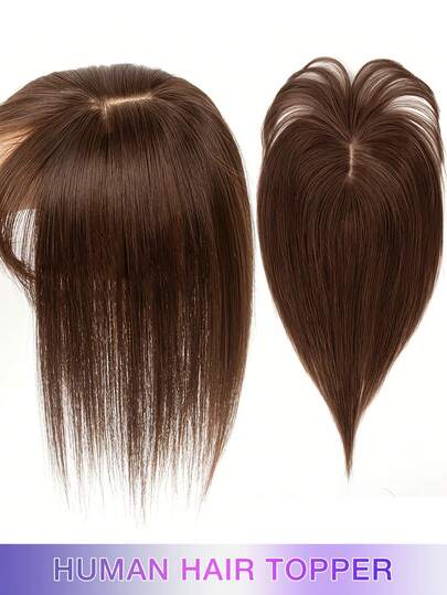 Women's Elegant Handmade Topper Hairpiece Full Real Human Hair Lightweight Seamless Hair Volume Enhancer Hidden Crown Extension For Thinning Hair Straight Style Universally Applicable Thin Human Hair Topper For Women Natural Look Straight Adds Volume & Covers Gray