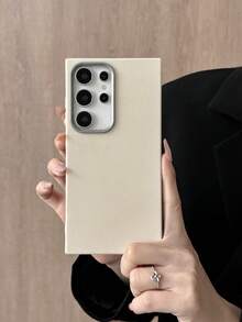 极简时尚白色、灰色、黑色仿皮纹理手机壳，防指纹、防水、防汗，超薄柔软触感，手机保护套，兼容三星、 17 Pro Max、13/14/15/16/16 Plus/16 Pro Max - 白色 - 查看 8