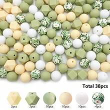 38pcs Silicone Bead Set, Assorted Shapes & Colors, DIY Craft Supply For Keychains, Bracelets, Phone Charms, Necklace Jewelry Making Accessories - Silicone Beads and Hexagonal Series - View 16