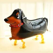 6pcs Walking Dog Themed Aluminum Foil Balloons, Including Dachshund, Corgi, Poodle, Shepherd Dog Shapes, Suitable For Birthday Party, Pet Party, Theme Party, Graduation, Farm Decoration, Mother's Day And Other Occasions