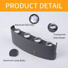 多光源 LED 壁灯，上下照明，家居装饰 LED 房间灯，多光源墙壁装饰灯，洗墙灯，AC85-265V，适用于阳台/庭院/街道/花园/门廊/房间/客厅/厨房/卧室/走廊/楼梯/阁楼/商店/外墙 - 望遠鏡壁燈 - 查看 3