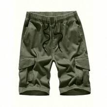 大码男士休闲工装短裤，夏季 - 軍綠色 - 查看 3