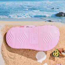 1 Pair Girls Comfortable Fashion Casual Lightweight Cute Cartoon Printed Breathable Beach Sandals, Suitable For Summer