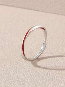 S925 银经典衔尾蛇 (Ouroboros) 戒指，带有流动的红线装饰，时尚百搭，是送给家人、朋友和情侣的完美礼物，尺寸可调节 - 銀色 - 查看 1