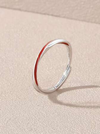 S925 银经典衔尾蛇 (Ouroboros) 戒指，带有流动的红线装饰，时尚百搭，是送给家人、朋友和情侣的完美礼物，尺寸可调节