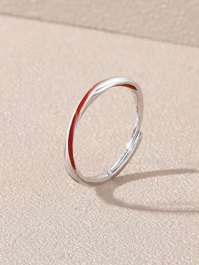 S925 银经典衔尾蛇 (Ouroboros) 戒指，带有流动的红线装饰，时尚百搭，是送给家人、朋友和情侣的完美礼物，尺寸可调节