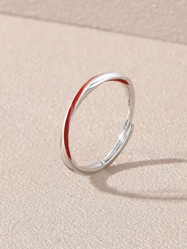 Anneau classique en argent 925 Uroboros (Ouroboros) avec une ligne rouge coulante. À la mode et polyvalent, cadeau parfait pour la famille, les amis et les couples. Taille ajustable.