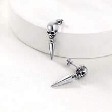 1 Pair Of Classic Skull Conical Design, Suitable For Both Men And Women To Wear On Halloween - Hypoallergenic Earneedles, Durable And Long-Lasting, A Unique Gift For Friends And Family, Valentine's Day Gift, A Gift For Him - skeleton - View 6