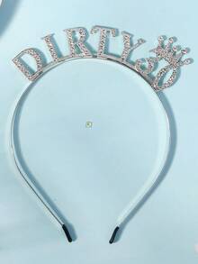 1 Minimalist Elegant Rhinestone Crown Birthday Princess Tiara Hair Accessory - Silver - View 3