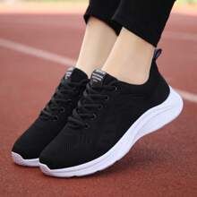 Zapatos deportivos de malla transpirable para mujeres, zapatillas de correr ligeras con cordones, calzado casual y de moda para damas