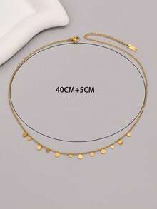 1 件 18K 镀金不锈钢简约多圈吊坠颈链，女士时尚珠宝，日常佩戴和礼物