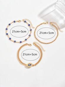 Bộ 3 chiếc lắc chân mắt quỷ thời trang, trang sức chân tối giản bằng kim loại phổ biến dành cho phụ nữ, phù hợp để đeo hàng ngày, đi nghỉ ở bãi biển, hẹn hò, chiều dài dây xích thủ công có thể tùy chỉnh, số lượng hạt không cố định - Nhiều màu - Xem 5