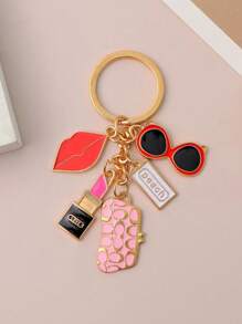 1pc Gold Lipstick Keychain, Suitable As A Gift