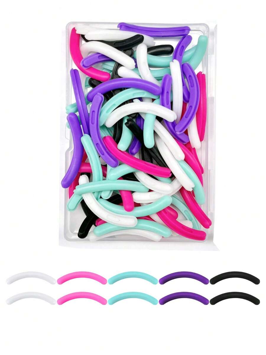 100件/50件/10件随机颜色替换硅胶/橡胶睫毛夹垫，适用于通用睫毛夹 - 彩色 - 查看 1