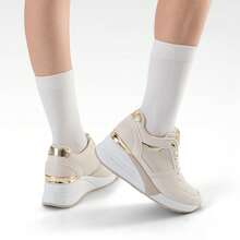 WEIDE Zapatillas Deportivas Cómodas Para Mujer, Diseño Casual y Transpirable - Beis - Ver 2