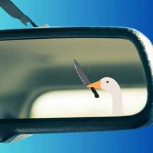 Goose Meme Mirror Peaker Decal ( Funny Goose Holding Knife Cute Sticker Rear View Mirror Stickers ) - one-size - View 2