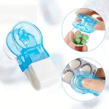 1-5 piezas Sacador de pastillas portátil con caja de medicamentos, abridor de pastillas para blíster, sacador de pastillas portátil, abridor de pastillas, accesorios domésticos, asistencia para tabletas y pastillas, nuevo diseño de dispensador de pastillas, muy adecuado para personas con manicura y artritis (también se vende en 10/15/20 piezas)