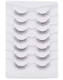 Natural False Eyelashes Clear Band Lashes Natural Look Jiocolor Wispy Faux Mink Lashes Demi-Wispies Fake Lahes 12MM 7 Pairs Wispy Dream(7mm-12mm) - Giấc mơ mỏng manh (7mm-12mm) - Xem 5