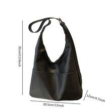 Bolso bandolera para mujer, con múltiples bolsillos, correa ajustable, de piel sintética, cierre de cremallera. - Negro - Ver 6