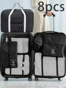 8/1 Piece Travel Organization Set, Includes Foldable Luggage Bag, Toiletry Bag, Garment Organizer Compression Packing Cubes, Suits For Clothes, Underwear, Shoes, Holiday Supplies, Great Gift For Mother, Women