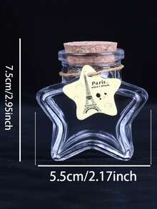 1pc Lucky Star Wishing Bottle With Wooden Cap, Glass Bottle Drifting Bottle, Holiday Gift, Origami Stars, Pentagram Storage Wish Bottle - Multicolor - View 7