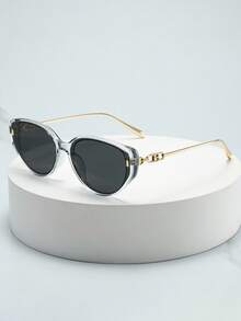 1 件女士铆钉猫眼镜框高品质简约眼镜，适合驾驶、休闲、旅行、派对、日常佩戴