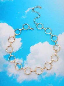 1pc Fashionable Personalized Dramatic Geometric Circle Choker Necklace - Gold - View 3