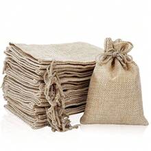 12 PCS Linen Drawstring Bags Jute Burlap Storage Handy Sized Gift Pouch Vintage Party Bags Jute Pouch Perfect For Arts And Crafts - View 2