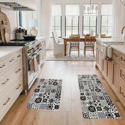 1/2 Stücke Polyester Küchenboden Matte, Boho Stil Muster Design, rutschfest und maschinenwaschbar Küchenboden Matte, Auswahl für Wohnzimmer, Schlafzimmer, Büro, Heim Dekoration - das ganze Jahr über verfügbar
