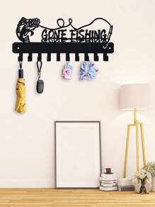1pc Metal Key Holder With Cute Fish Design, Art Deco Style Wall Hanging Key Storage Rack With Hooks, Space Saving Organizer For Bedroom, Bathroom, Kitchen - No Electricity Needed Home Decor Back To School Room Decor School Supplies