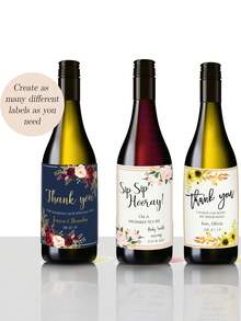 12/24 Etiquetas personalizadas para botellas de vino, decoraciones para fiestas de cumpleaños con corona, etiquetas para regalos, etiquetas para botellas de vino de boda, etiquetas decorativas conmemorativas y adorables para compromisos - Multicolor - Ver 10