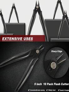 1 Pc Black 170 Wire Cable Cutters, Precision Electronic Flush Cutter Small Micro Side Cutting Pliers For Jewelry Making, 3D Printer Work, Model Craft - Black - View 6