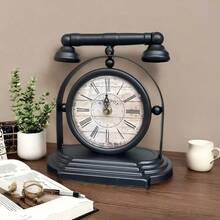 Vintage Iron Retro Painted Desk Clock, Decorative Table Clock, Retro Home Decor Clock, Living Room Bedroom Office Decor Clock, Minimalist Fashion Desk Clock, Silent Desk Clock Accessory Room Decor