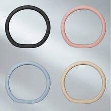 Round PU Leather Perforated Steering Wheel Cover Durable Leather Cover With Anti-Slip Lining, Fits 14.5-15in Diameter - one-size - View 14