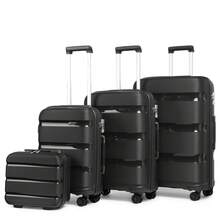 Hard-Shell Suitcase Set 14/20/24/28 Inches With Beauty Case – 4-Piece Trolley Suitcase Set Made Of Polypropylene With TSA Lock, 360° Wheels And Telescopic Handle – Also Available As Individual Suitcase - 黑色 - 查看 10