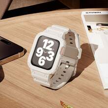 1pc Glacier Integrated Full Coverage Protective Band Compatible With Apple Watch, 42mm 46mm 38mm 40mm 41mm 44mm 45mm, Breathable TPU Sports Strap For Apple Watch Series 10/9/8/7/6/5/4, Suitable For Summer, Unisex - Multicolor - View 9