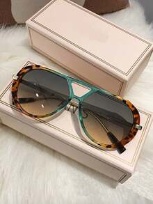 1pc Unisex Retro Metal Double Bridge Street Fashion Pilot Glasses, Casual Vacation Style For Summer Beach Vacation,Outdoor,Travel