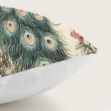 1 Stück Retro Pfau auf Ast Dekorativer Kissenbezug, Samtgewebe einseitig bedruckt, 45*45CM/18*18 Zoll Kissenhülle, geeignet für moderne minimalistische Sofas, Wohnzimmer Dekoration, Geschenk