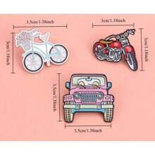 Ensemble mignon d'épinglettes en émail sur le thème des transports, collection adorable de broches inspirées des véhicules, trio amusant d'insignes de vélo et de moto pour l'école