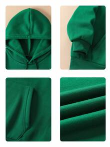 Women's Casual Funny Slogan Graphic Round Neck Long Sleeve Hoodie, Suitable For Spring, Autumn And Winter, Valentine's Day/Back To School Outfit - Green - View 8