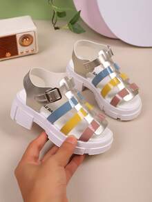 Giày sandal La Mã thời trang cho bé gái, giày cao gót đế xuồng, giày công chúa thanh lịch, thích hợp cho đi mua sắm hàng ngày, dự tiệc và đi biển. - Nhiều màu - Xem 3
