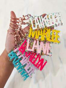 Llavero Personalizado con Nombre Flash - Etiqueta Brillante con Letras DIY Personalizadas, Perfecto para Mochilas BA y Bolsas de Pañales - Diseños Coloridos y Brillantes - Multicolor - Ver 4