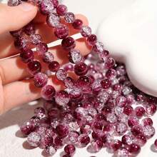 50 件酒红色雪花裂纹玻璃珠，8 毫米 - 非常适合 DIY 珠宝制作、手链和项链