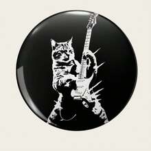 1 件 4.4 厘米/1.73 英寸吉他猫图案别针徽章，装饰胸针适合固定在衣服、包包、背包上，是送给亲人和朋友的独特礼物