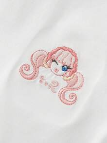 Balabala Young Girl Cartoon Embroidered T-Shirt And Skirt 2-Piece Set, Summer Cool And Breathable - White and Red - View 7
