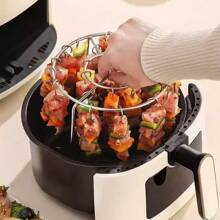 1 Set aus Edelstahl Grill + Barbecue Grill, Barbecue Set, Heißluftfritteuse, Ofen, Grill, Barbecue Grill, Küchenutensilien, Kochen, geeignet für Fleisch, Fisch, Gemüse, Obst, Feiertagsfeste, Party Geschenke, wiederverwendbare Edelstahl Barbecue Spieße und Grill