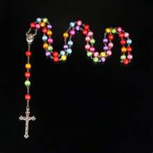 1pc Fashionable Vintage Rosary Necklace With Cross & Beads, Versatile Design Suitable For Party And Everyday Wear