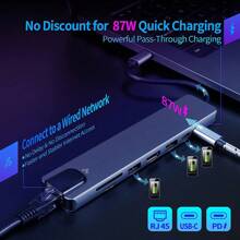 USB C HUB, 8 In 1 USB C Adapter With 4K HD, 100W PD, USB C Port, USB 3.0, RJ45 Ethernet, SD/TF Card Reader, Docking Station Compatible With Book Pro/Air USB C Laptops And Other Type C Devices